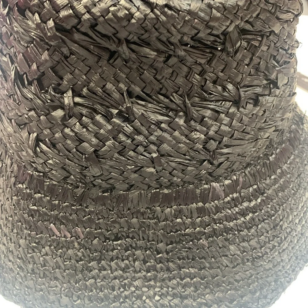 Anthropologie Fina Black raffia hat new without tags